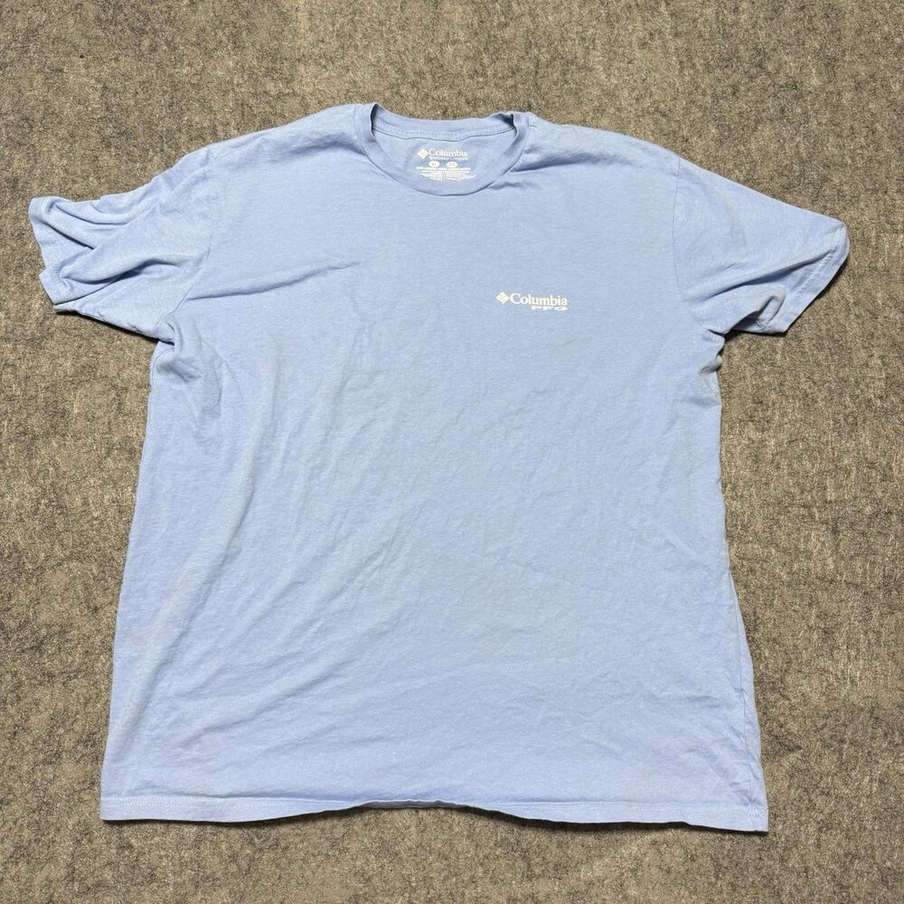 Columbia PFG Fishing T Shirt XL Blue Marlin Graphic Short Sleeve Cotton Mens Tee